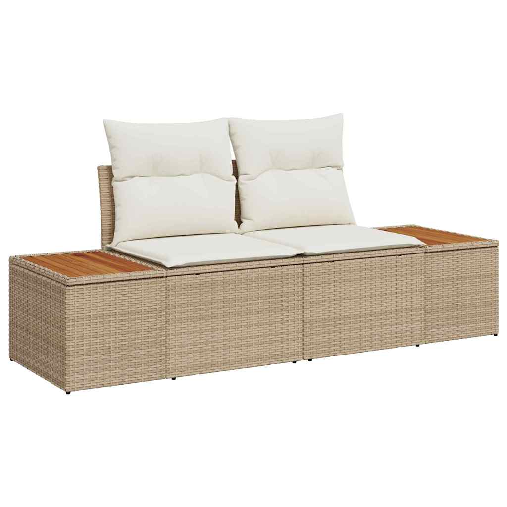 Garten-Sofa-Set mit Kissen mit Speicher 8 pcs Beige Poly Rattan