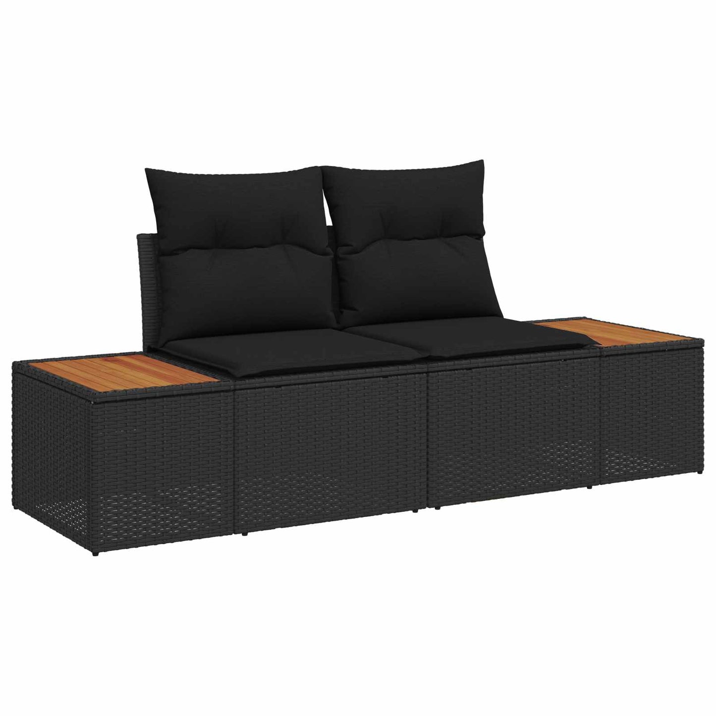 Garten-Sofa-Set mit Kissen 9 pcs Schwarz Poly Rattan