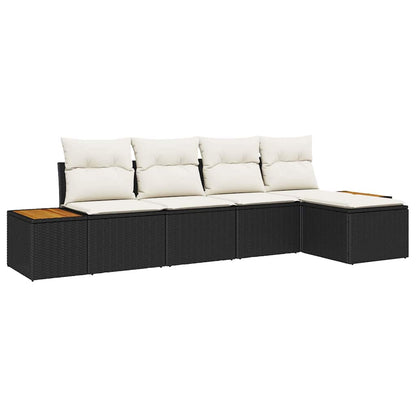 vidaXL Gartensofa-set mit Kissen 6 pcs Schwarz und Creme Polyrattan