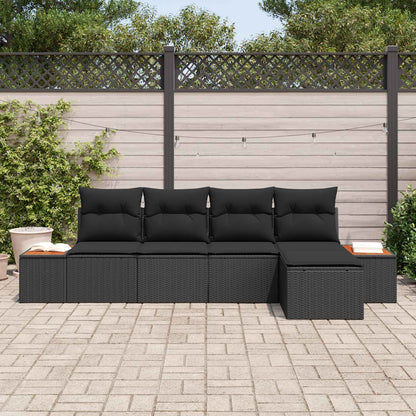 vidaXL Gartensofa-set mit Kissen mit Speicher 6 pcs Schwarz Polyrattan
