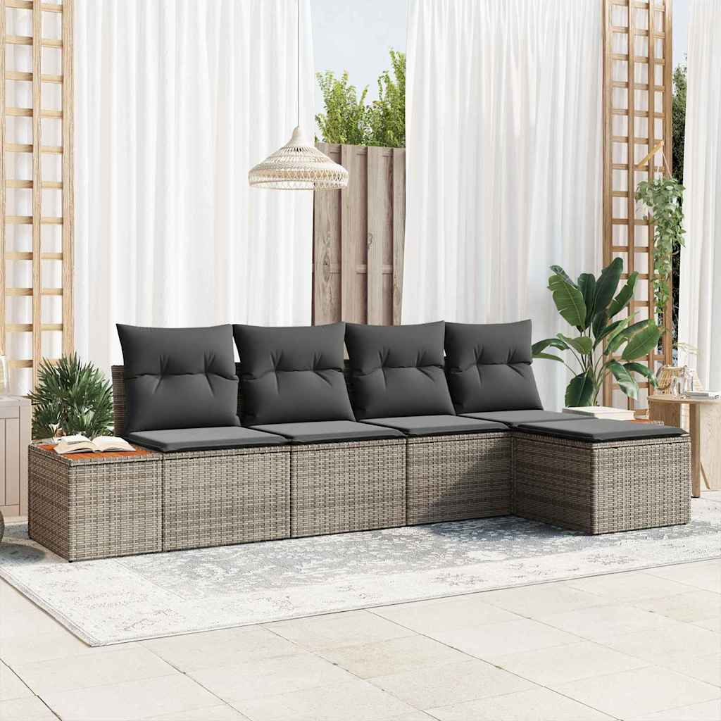 vidaXL Gartensofa-set mit Kissen mit Speicher 6 pcs Grau Polyrattan