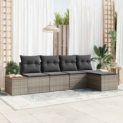 vidaXL Gartensofa-set mit Kissen mit Speicher 6 pcs Grau Polyrattan