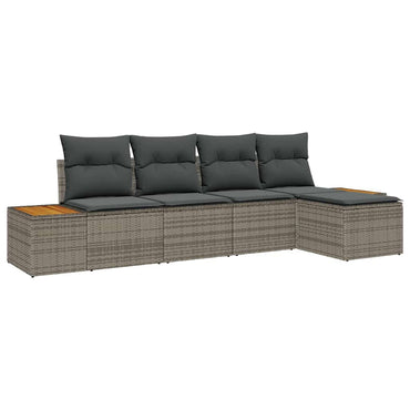 vidaXL Gartensofa-set mit Kissen mit Speicher 6 pcs Grau Polyrattan