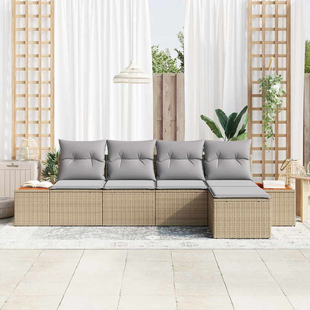 vidaXL Gartensofa-set mit Kissen 6 pcs Beige und Hellgrau Polyrattan