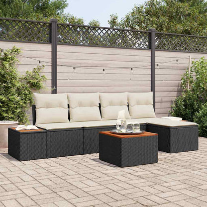 vidaXL Gartensofa-set mit Kissen 6 pcs Schwarz und Creme Polyrattan
