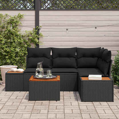 vidaXL Gartensofa-set mit Kissen mit Speicher 4 pcs Schwarz Polyrattan