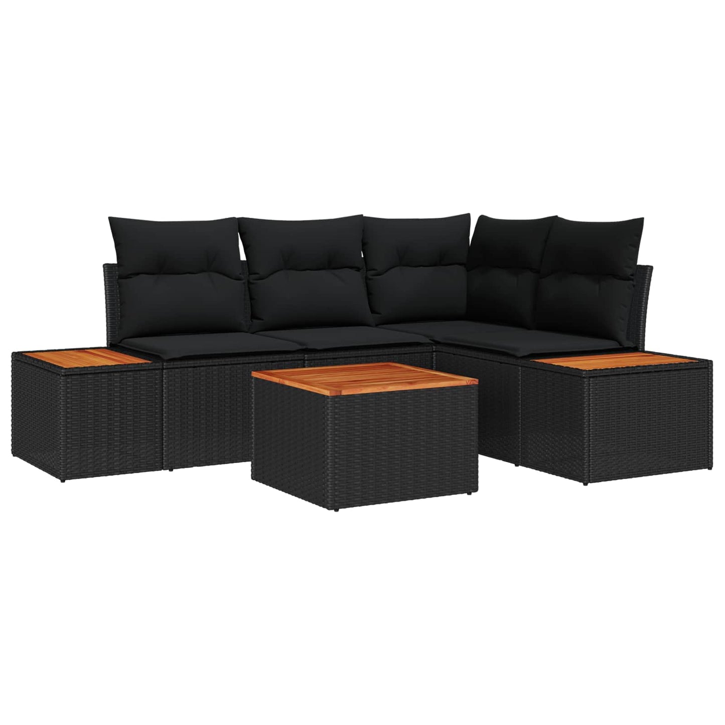 vidaXL Gartensofa-set mit Kissen mit Speicher 4 pcs Schwarz Polyrattan