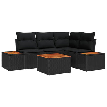 vidaXL Gartensofa-set mit Kissen mit Speicher 4 pcs Schwarz Polyrattan