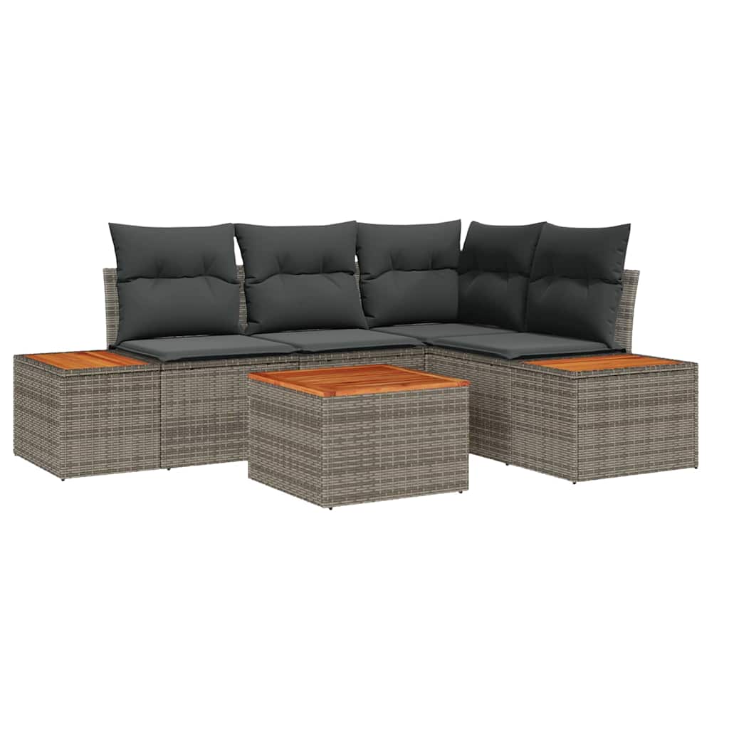 Gartensofa-set mit Kissen mit Speicher 4 pcs Grau Polyrattan