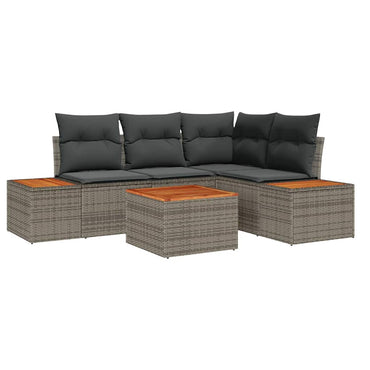 vidaXL Gartensofa-set mit Kissen mit Speicher 4 pcs Grau Polyrattan