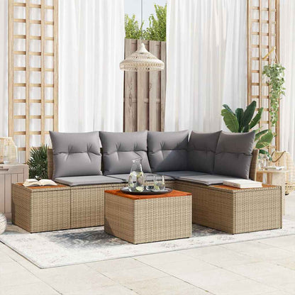 Gartensofa-set mit Kissen 4 pcs Beige und Hellgrau Polyrattan