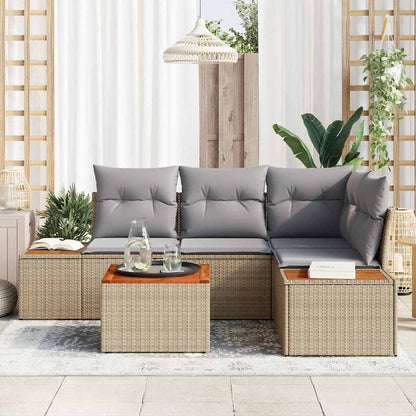 Gartensofa-set mit Kissen 4 pcs Beige und Hellgrau Polyrattan