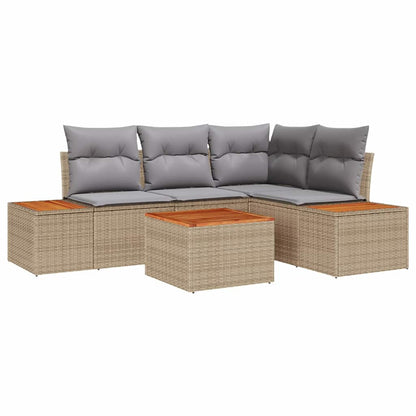 Gartensofa-set mit Kissen 4 pcs Beige und Hellgrau Polyrattan