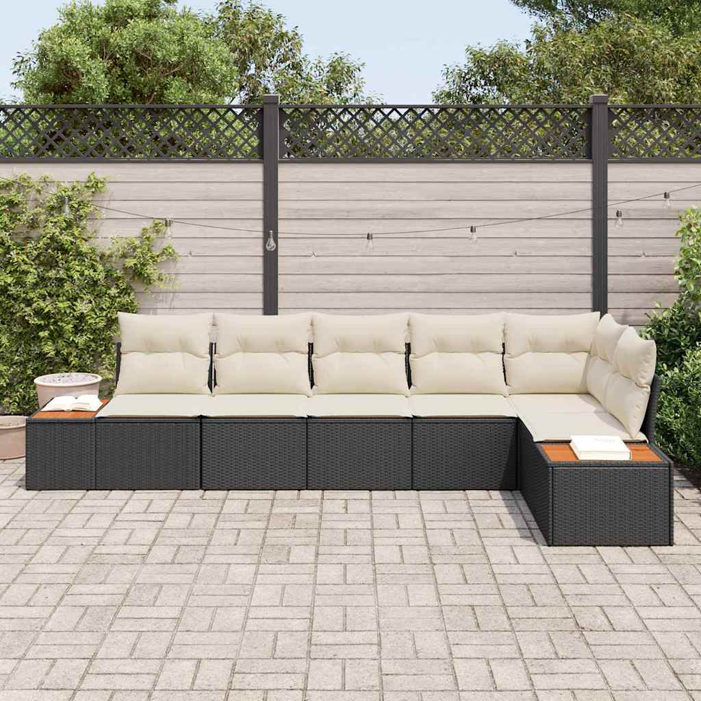 vidaXL Gartensofa-set mit Kissen 6 pcs Schwarz und Creme Polyrattan