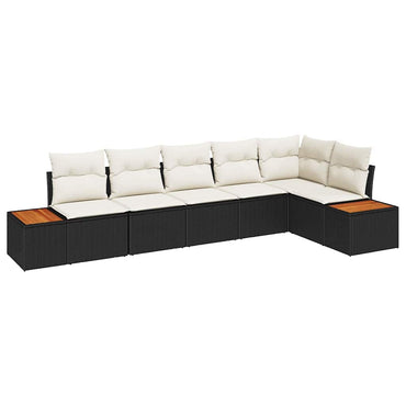 vidaXL Gartensofa-set mit Kissen 6 pcs Schwarz und Creme Polyrattan