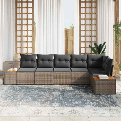 vidaXL Gartensofa-set mit Kissen mit Speicher 6 pcs Grau Polyrattan