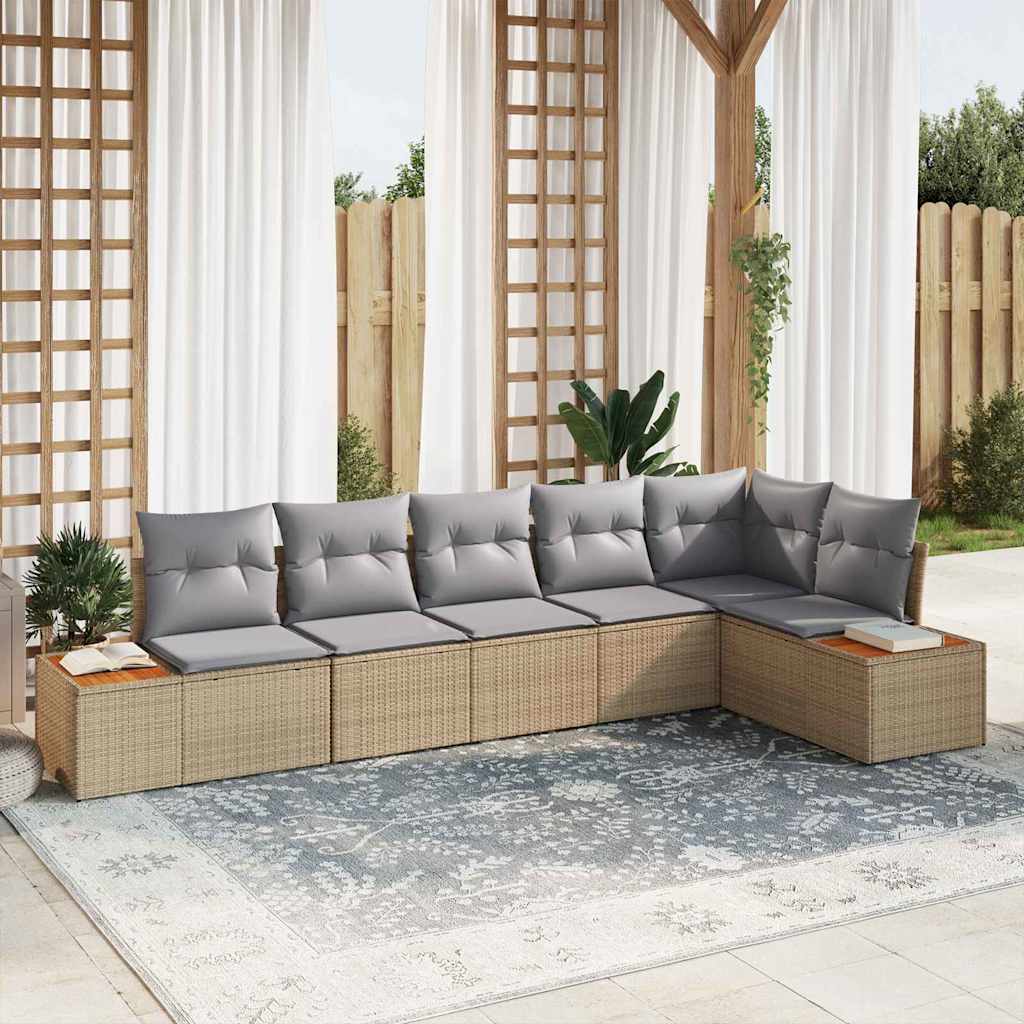 vidaXL Gartensofa-set mit Kissen 6 pcs Beige und Hellgrau Polyrattan