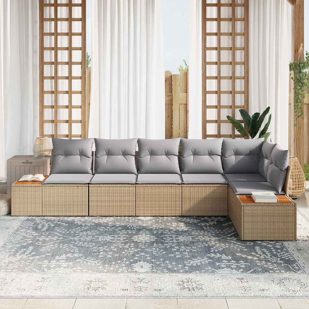 vidaXL Gartensofa-set mit Kissen 6 pcs Beige und Hellgrau Polyrattan