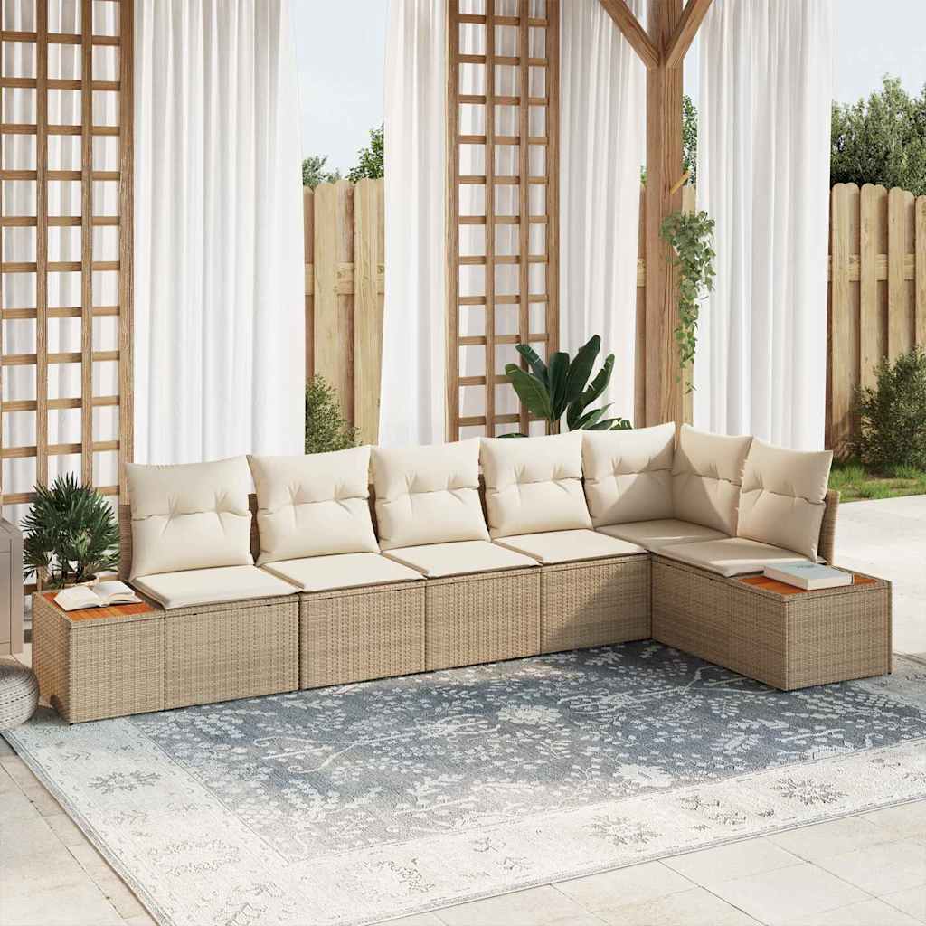 vidaXL Gartensofa-set mit Kissen 6 pcs Beige und Creme Polyrattan