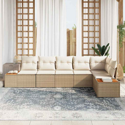 vidaXL Gartensofa-set mit Kissen 6 pcs Beige und Creme Polyrattan