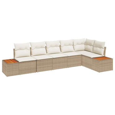 vidaXL Gartensofa-set mit Kissen 6 pcs Beige und Creme Polyrattan