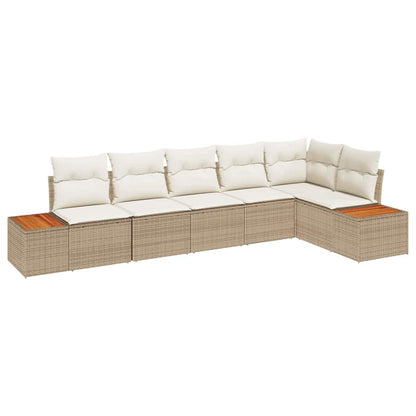 vidaXL Gartensofa-set mit Kissen 6 pcs Beige und Creme Polyrattan