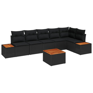 vidaXL Gartensofa-set mit Kissen mit Speicher 6 pcs Schwarz Polyrattan