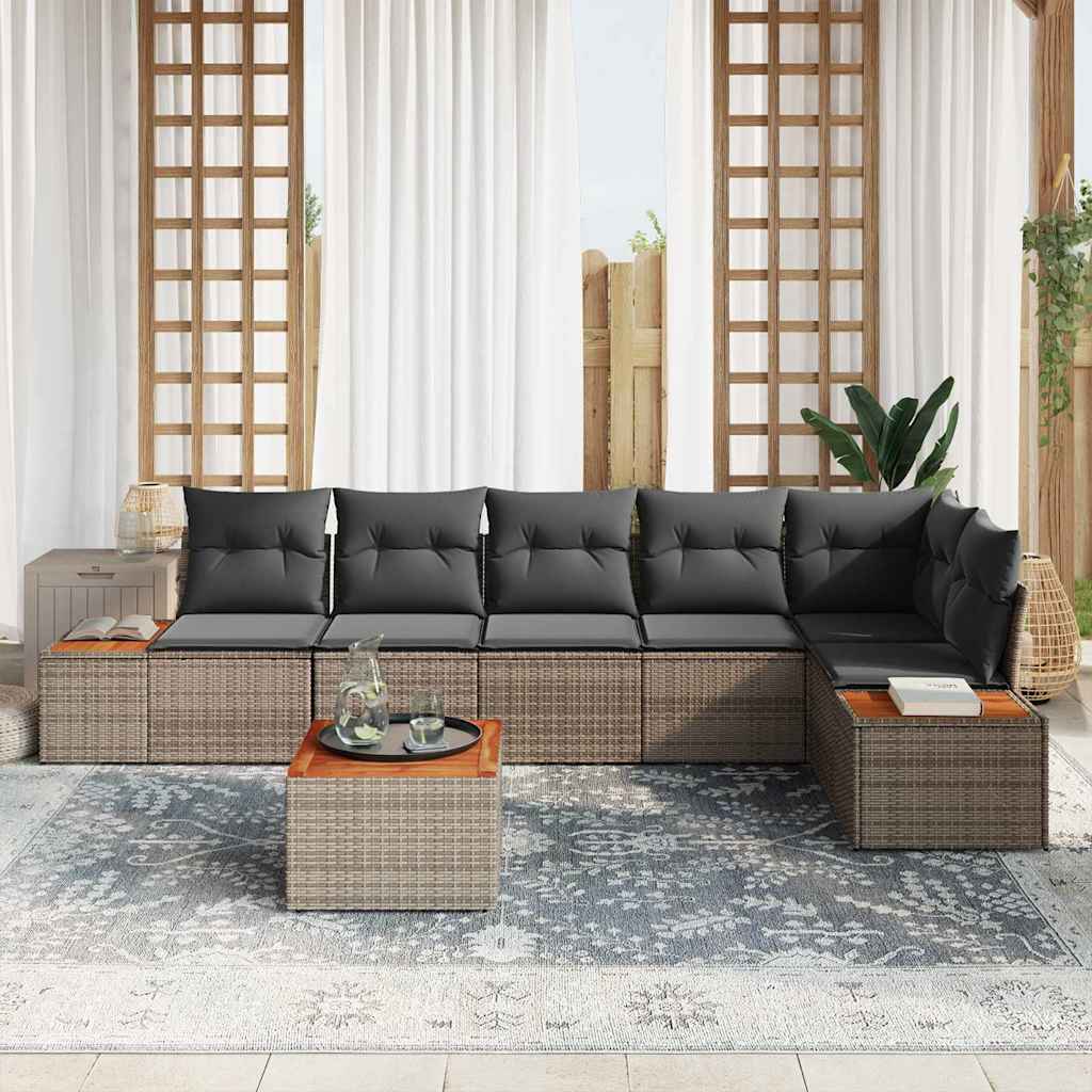 Gartensofa-set mit Kissen mit Speicher 6 pcs Grau Polyrattan