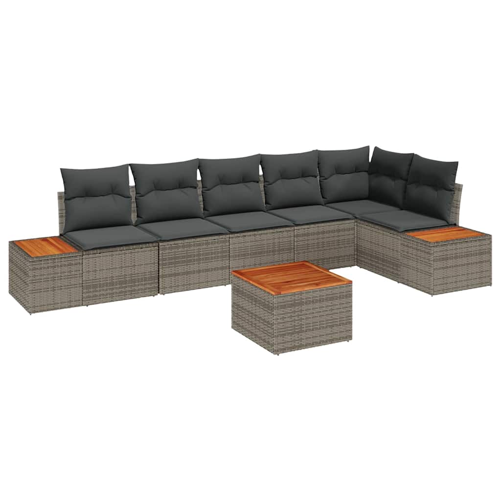 Gartensofa-set mit Kissen mit Speicher 6 pcs Grau Polyrattan