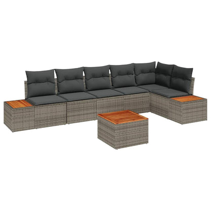 Gartensofa-set mit Kissen mit Speicher 6 pcs Grau Polyrattan