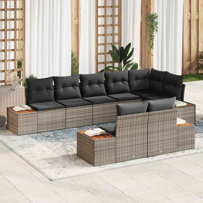 vidaXL Gartensofa-set mit Kissen mit Speicher 8 pcs Grau Polyrattan