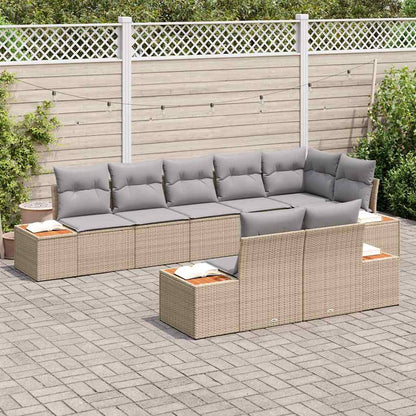 Gartensofa-set mit Kissen 8 pcs Beige und Hellgrau Polyrattan