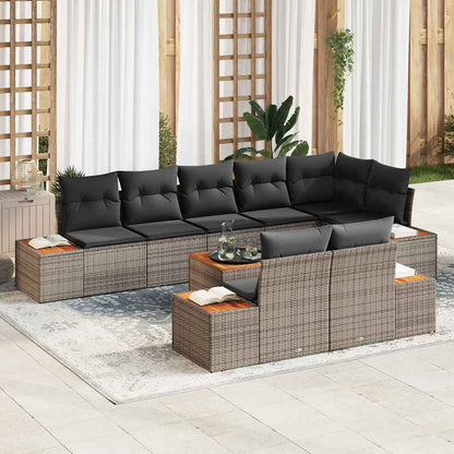Gartensofa-set mit Kissen mit Speicher 8 pcs Grau Polyrattan
