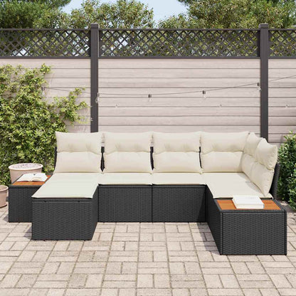 vidaXL Gartensofa-set mit Kissen 7 pcs Schwarz und Creme Polyrattan