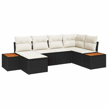 vidaXL Gartensofa-set mit Kissen 7 pcs Schwarz und Creme Polyrattan