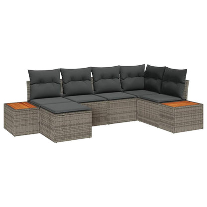 Gartensofa-set mit Kissen mit Speicher 7 pcs Grau Polyrattan