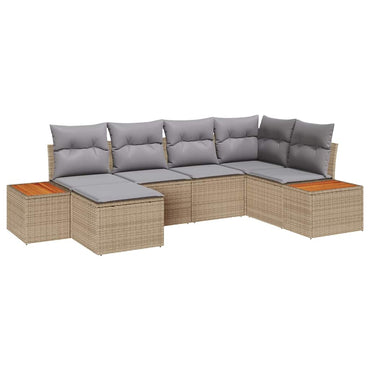 vidaXL Gartensofa-set mit Kissen 7 pcs Beige und Hellgrau Polyrattan