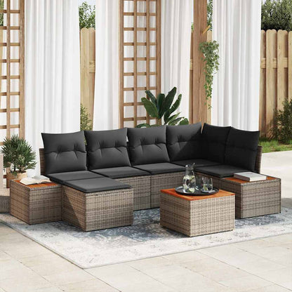 vidaXL Gartensofa-set mit Kissen mit Speicher 7 pcs Grau Polyrattan