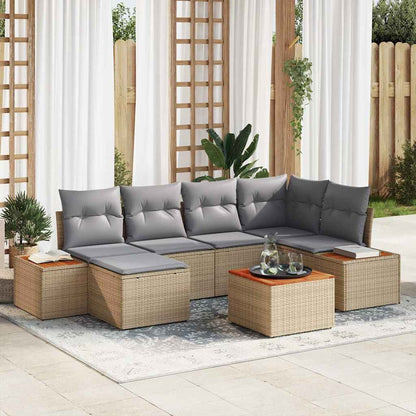 vidaXL Gartensofa-set mit Kissen 7 pcs Beige und Hellgrau Polyrattan