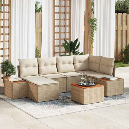 vidaXL Gartensofa-set mit Kissen 7 pcs Beige und Creme Polyrattan