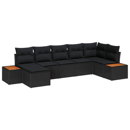 vidaXL Gartensofa-set mit Kissen mit Speicher 8 pcs Schwarz Polyrattan