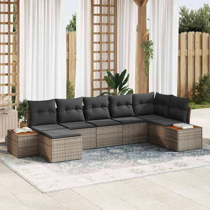 vidaXL Gartensofa-set mit Kissen mit Speicher 8 pcs Grau Polyrattan
