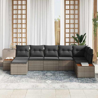 vidaXL Gartensofa-set mit Kissen mit Speicher 8 pcs Grau Polyrattan
