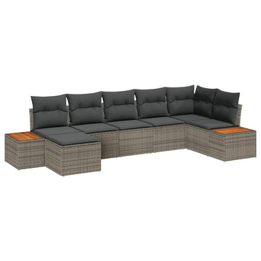 vidaXL Gartensofa-set mit Kissen mit Speicher 8 pcs Grau Polyrattan