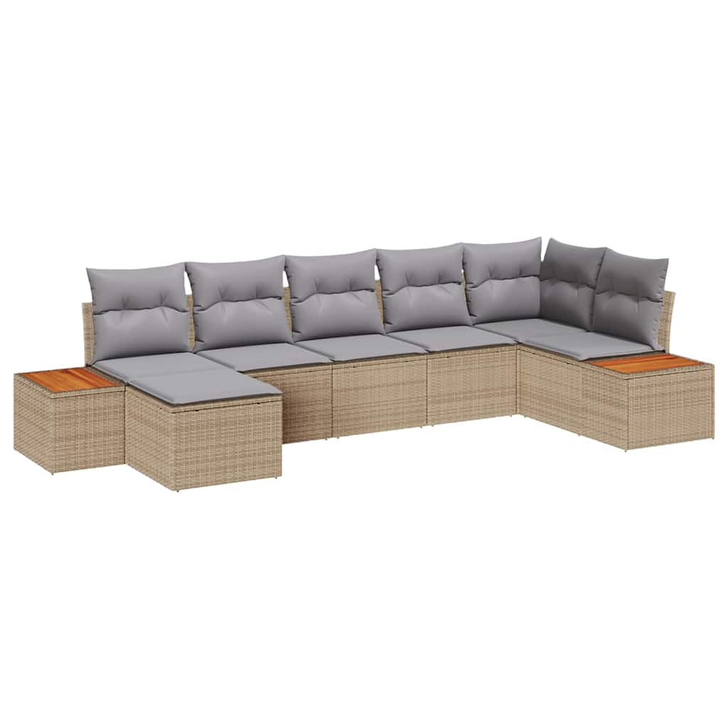 Gartensofa-set mit Kissen 8 pcs Beige und Hellgrau Polyrattan