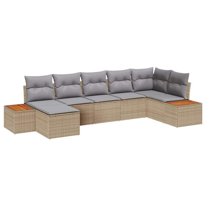 Gartensofa-set mit Kissen 8 pcs Beige und Hellgrau Polyrattan