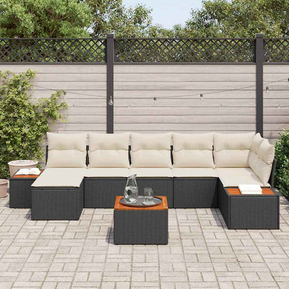vidaXL Gartensofa-set mit Kissen 8 pcs Schwarz und Creme Polyrattan