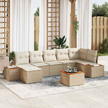Gartensofa-set mit Kissen 8 pcs Beige und Creme Polyrattan