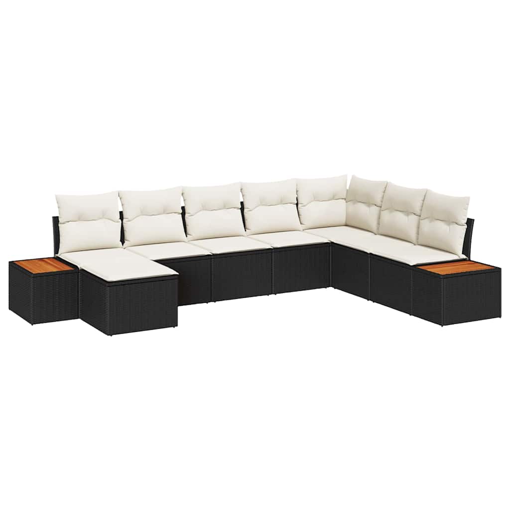 vidaXL Gartensofa-set mit Kissen 9 pcs Schwarz und Creme Polyrattan