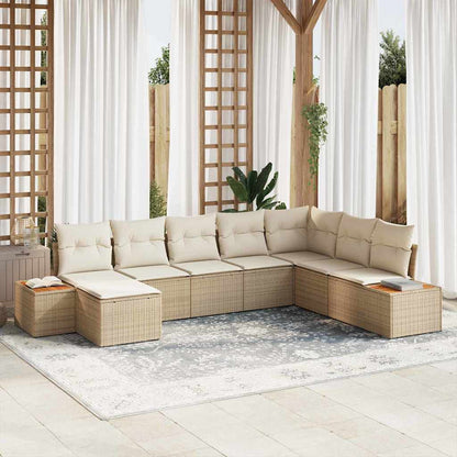 Gartensofa-set mit Kissen 9 pcs Beige und Creme Polyrattan